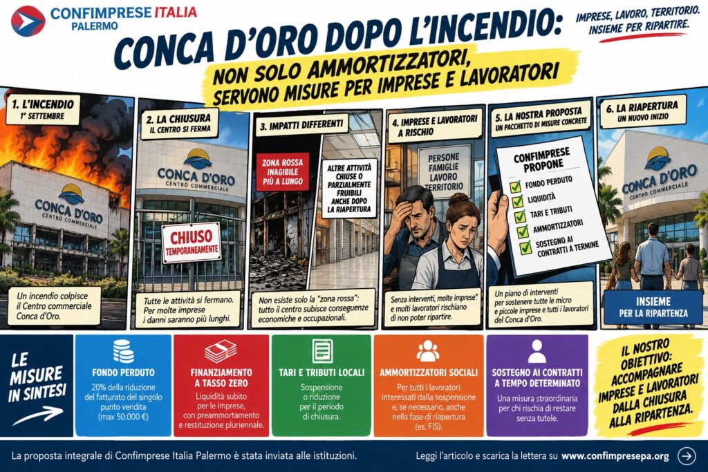 Conca d'Oro dopo l'incendio, le misure proposte da Confimprese per imprese e lavoratori