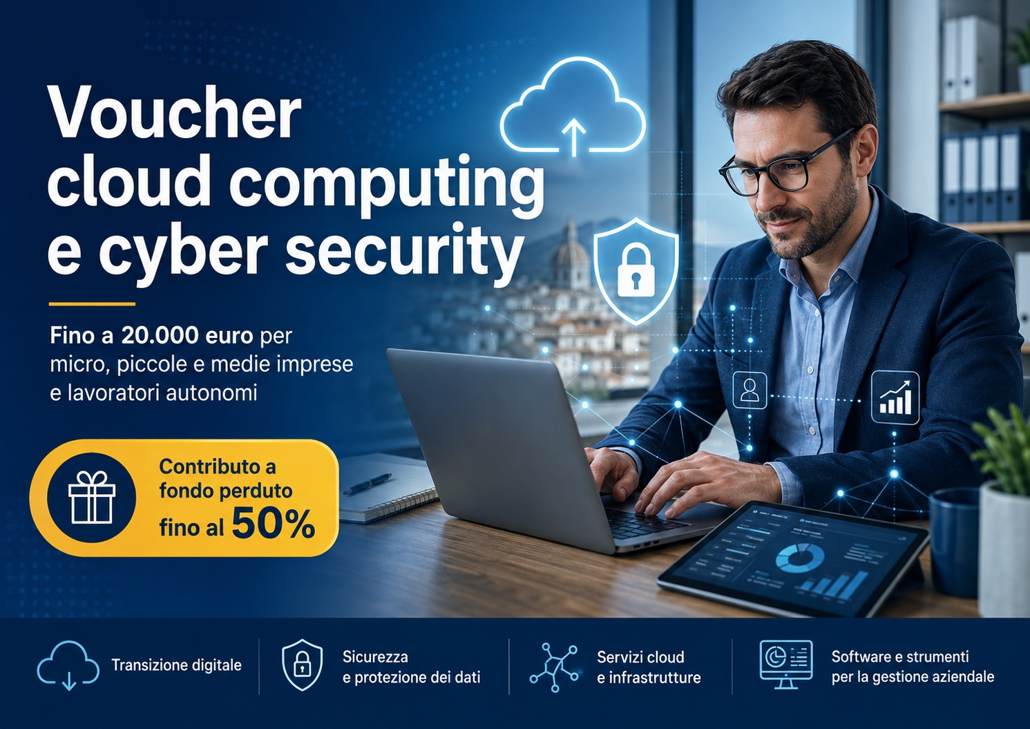 Voucher Cloud & Cybersecurity, contributo fino a 20.000 euro per micro, piccole e medie imprese