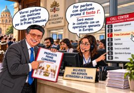 Vignetta sul confronto per le Prime Comunioni a Palermo e sulla richiesta di dialogo con la Curia